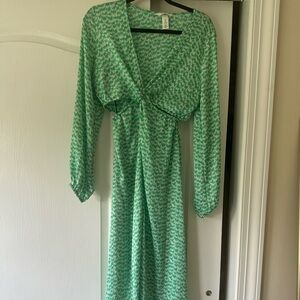 H&M Green Plunge Maxi Dress